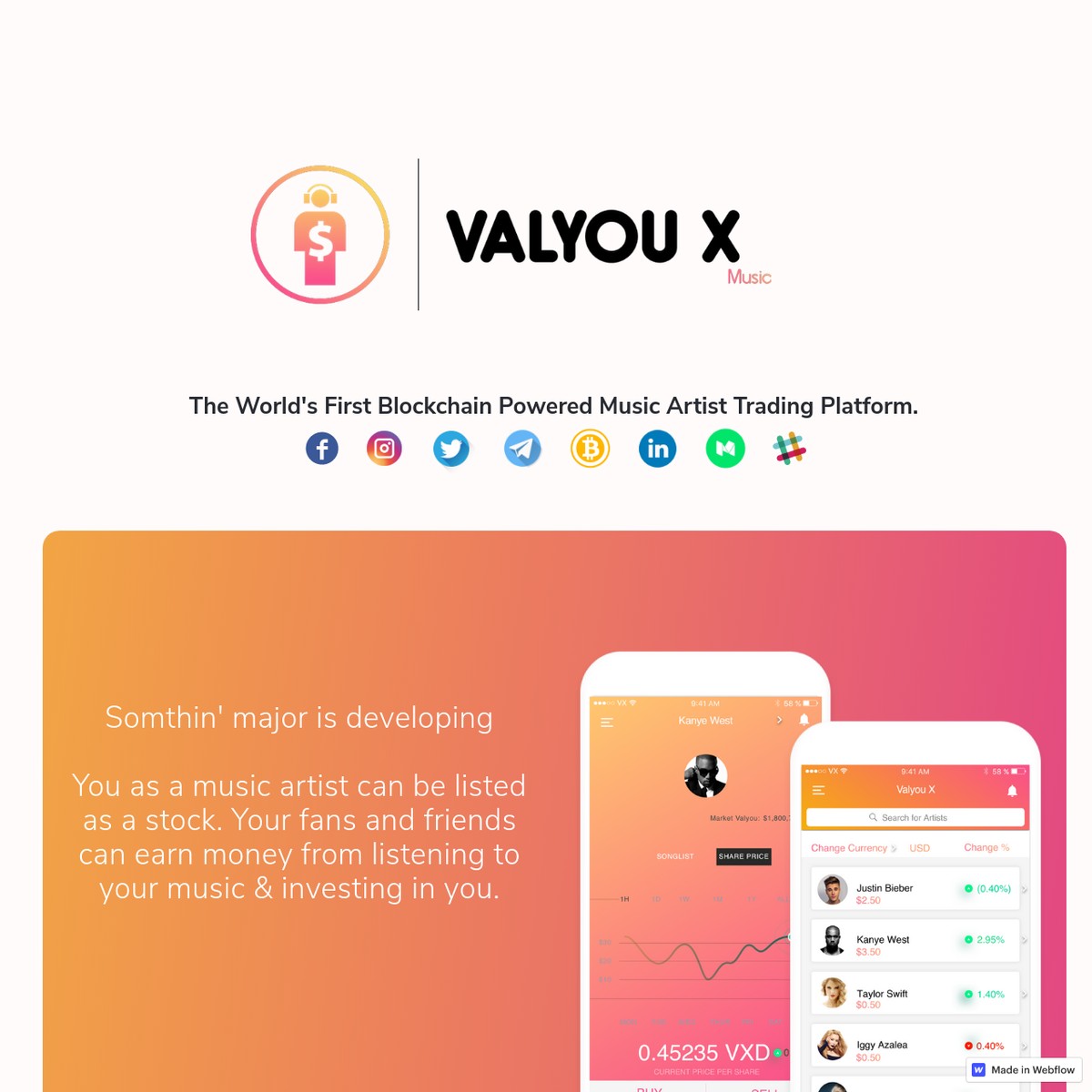 Valyou X Music Earn money, listening & Investing in Music Artists
