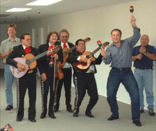 Elon Musk with Mariachi holding maracas