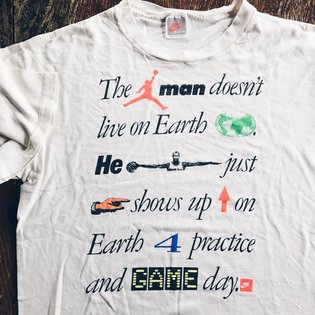 $60 shipped: original late 80's Nike Air Jordan tee in men's size medium (true to size), excellent besides two small holes o...