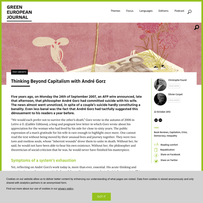 Thinking Beyond Capitalism with André Gorz