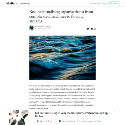 Reconceptualising organisations: from complicated machines to flowing streams.