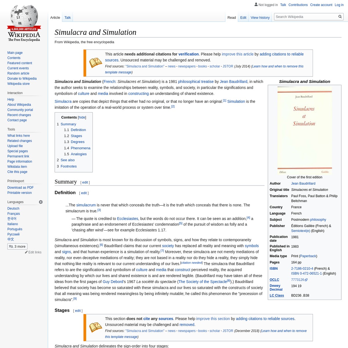 Simulacra and Simulation - Wikipedia