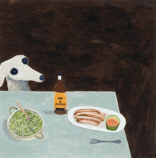 Noel McKenna, Dog at Dinner Table, 2015