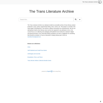 The Trans Literature Archive | TinyCat