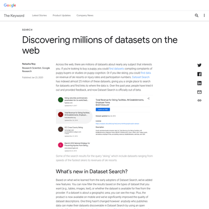 Discovering millions of datasets on the web