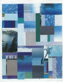 Frederick Weston’s “Blue Bathroom Blues #13,” 1999, collage on color photocopy.