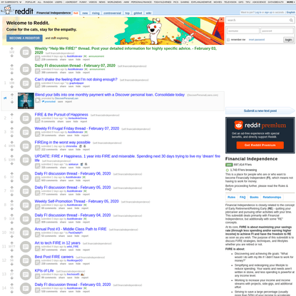 financial independence / early retirement * r/financialindependence