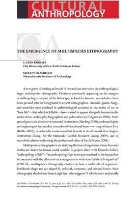 The Emergence of Multispecies Ethnograpy, by S. Eben Kirksey and Stefan Helmreich [.pdf]