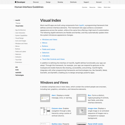 Visual Index - macOS - Human Interface Guidelines - Apple Developer