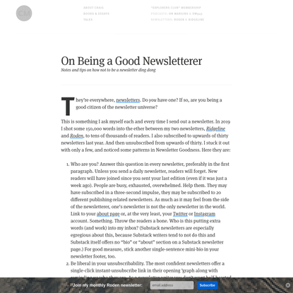 On Being a Good Newsletterer