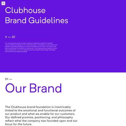 Clubhouse - brand identity, guideline and assets.
