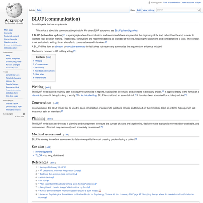 BLUF (communication) - Wikipedia, the free encyclopedia