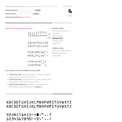 IBM Selectric and Selectric II Type Fonts