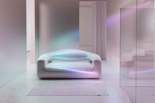aura interior design light mirror plastic iridescent holographic minimalistic clean mysterious dreamy