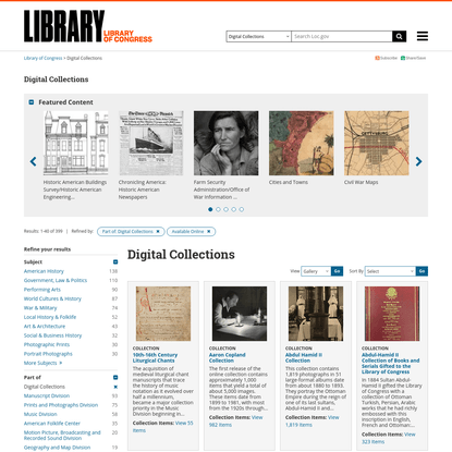 Search results from Digital Collections, Available Online