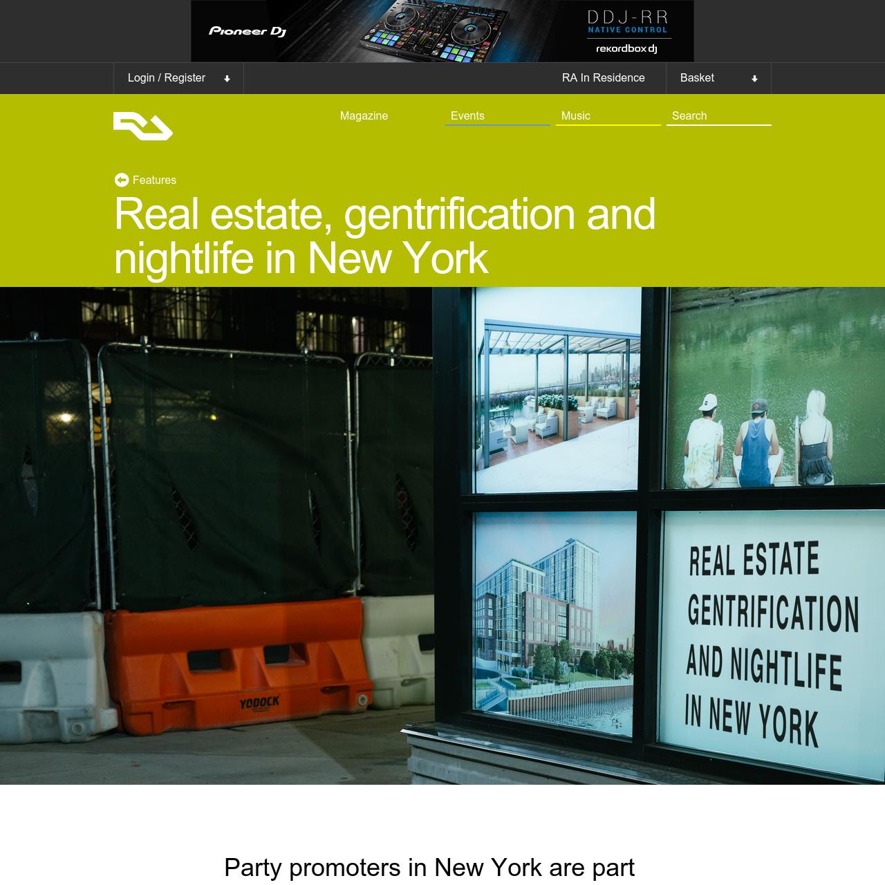 Real estate, gentrification and nightlife in New York