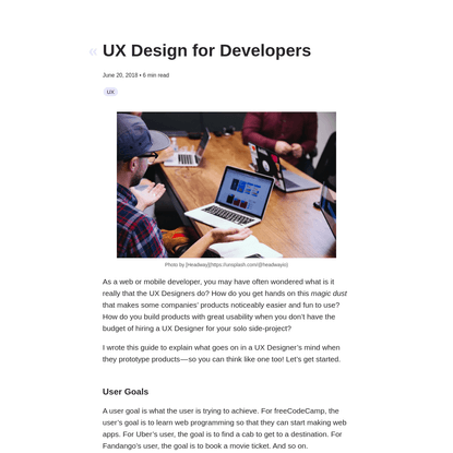 UX Design for Developers