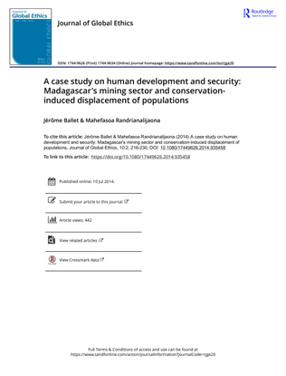 A case study on human development and security: Madagascar's mining sector and conservation- induced displacement of populations