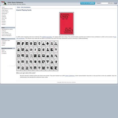 UGU: Unix Guru Universe - Usenix Playing Cards