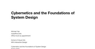 Cybernetics Syllabus [DRAFT]