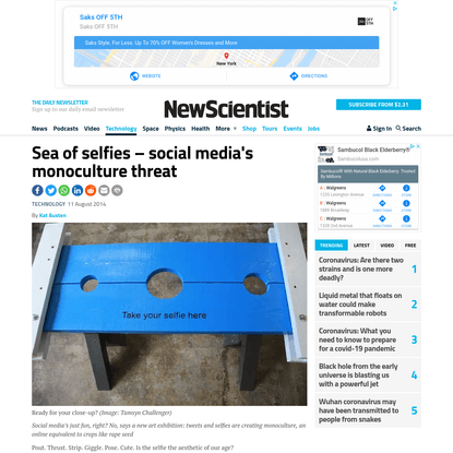 Sea of selfies - social media's monoculture threat