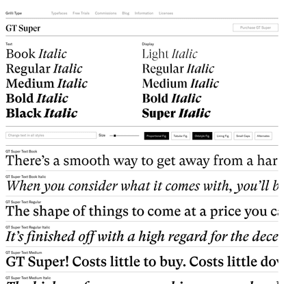 GT Super - Grilli Type - Independent Swiss Type Foundry - Free Trial Fonts