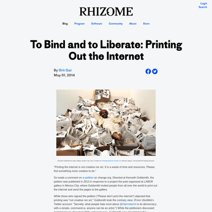 To Bind and to Liberate: Printing Out the Internet