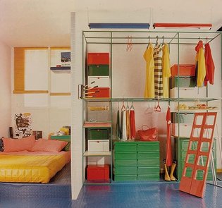 ROOM FOR EVERYTHING, PLANNING EFFECTIVE STORAGE 🔸🔺🔹 "Brilliantly coloured and divided Hi-Tech system lets it all hang out in...