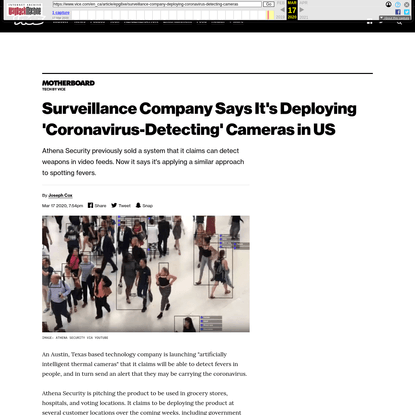 Surveillance Company Says It's Deploying 'Coronavirus-Detecting' Cameras in US