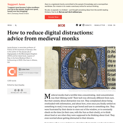How to reduce digital distractions: advice from medieval monks - Jamie Kreiner | Aeon Ideas