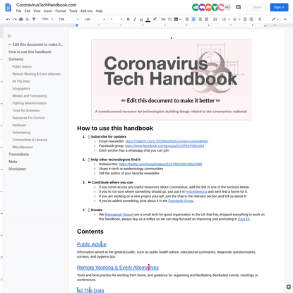 Contents | Coronavirus Tech Handbook