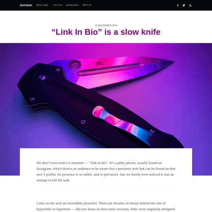 "Link In Bio" is a slow knife
