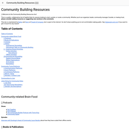 Community Building Resources 🛠🧠🍕