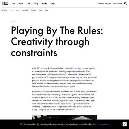 Playing By The Rules: Creativity through constraints | Ableton