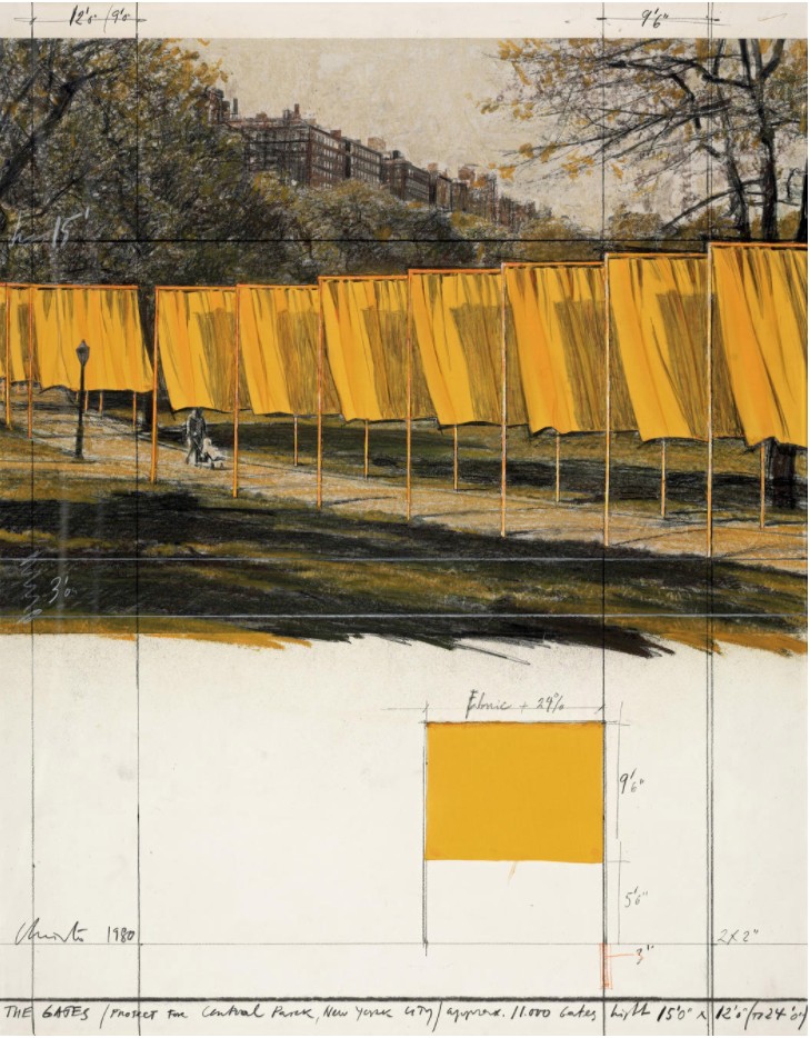 Christo The Gates (Project for Central Park, New York City) Collage 1980