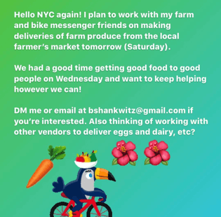 NYC FRESH VEGGIE DELIVEIRES 🚲 EMAIL TO ORDER
