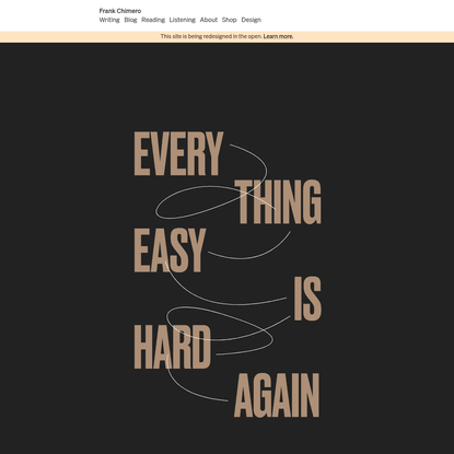 Frank Chimero · Everything Easy is Hard Again