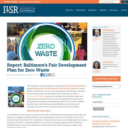 Report: Baltimore's Fair Development Plan for Zero Waste - Institute for Local Self-Reliance