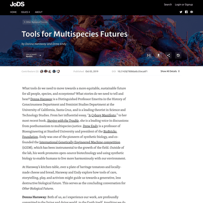 Tools for Multispecies Futures · Journal of Design and Science