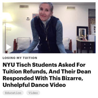 NYU dean sends R.E.M. dance video as part of response to students' call for tuition refund