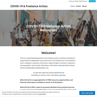 COVID-19 & Freelance Artists
