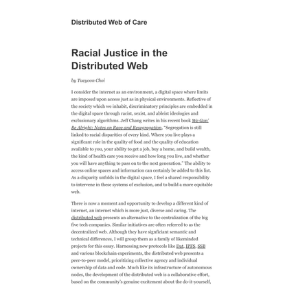Racial Justice in the Distributed Web – Taeyoon Choi