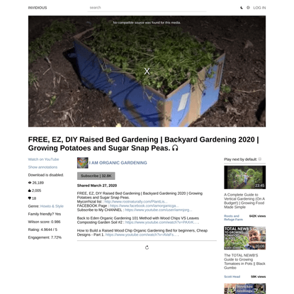 FREE, EZ, DIY Raised Bed Gardening | Backyard Gardening 2020 | Growing Potatoes and Sugar Snap Peas.