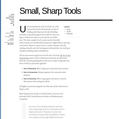 Brandur - Small, Sharp Tools (2014)