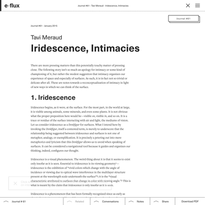 Iridescence, Intimacies - Journal #61 January 2015 - e-flux