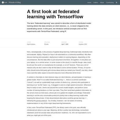 RStudio AI Blog: A first look at federated learning with TensorFlow