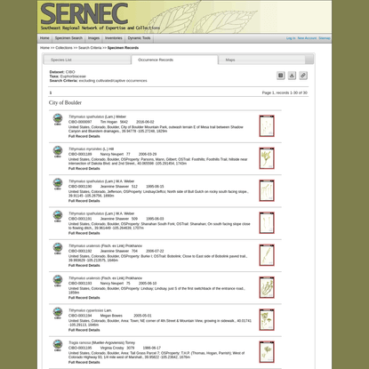 SERNEC Collection Search Parameters