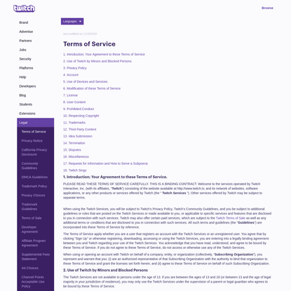 Twitch.tv - Terms of Service