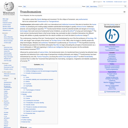 Transhumanism - Wikipedia, the free encyclopedia