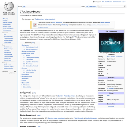 The Experiment - Wikipedia, the free encyclopedia